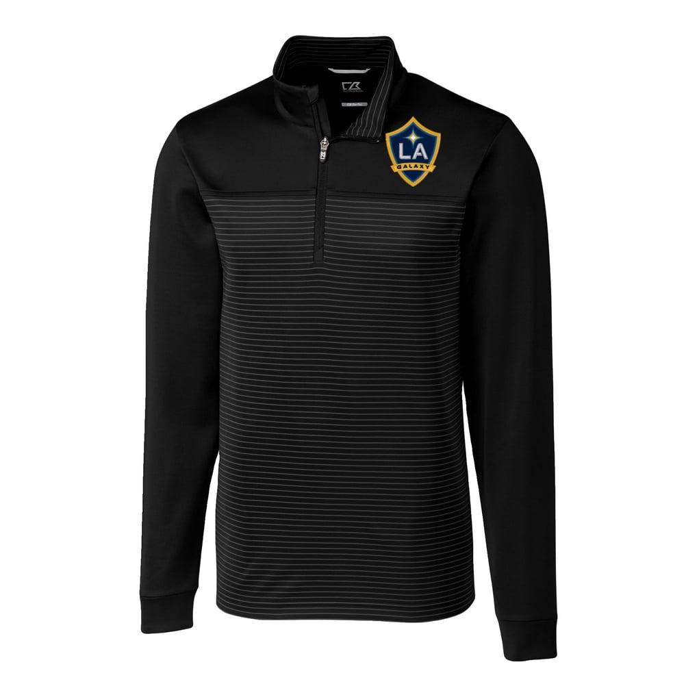  LA Galaxy Cutter & Buck Big & Tall Traverse Stretch Eco Stripe Quarter-Zip Pullover - Black
